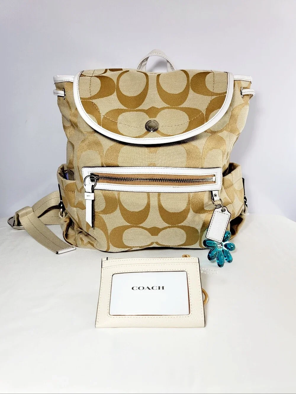 Coach Daisy Signiture light Khaki canvas Backpack